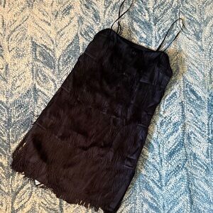 NWT Abercrombie Black Fringe Spaghetti Strap Dress